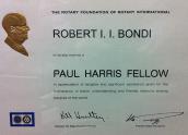 Paul Harris Fellow certificate